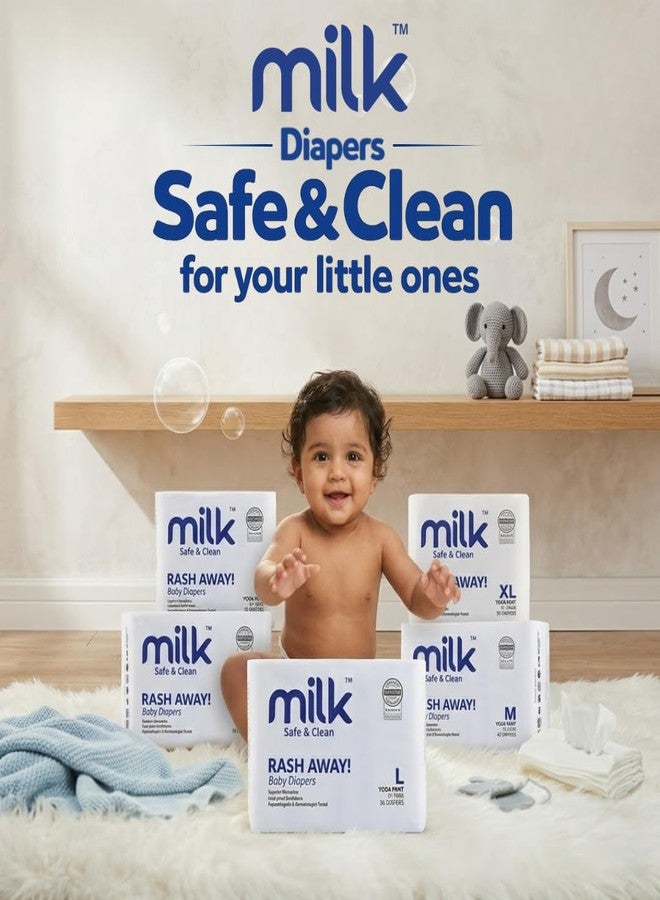 Milk Diaper Milk Baby Diapers Flexi Tape Size M, 42 Count, 6-11 kg, Rash Protection, Leak-Proof, Soft & Comfortable, Hypoallergenic Baby Diapers - Image 1