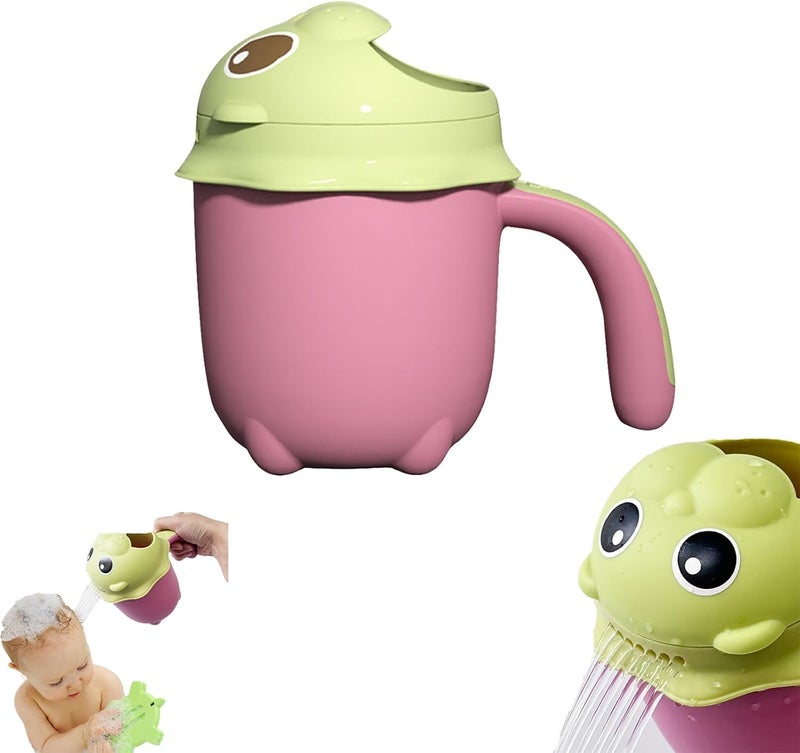 Baby Bath Rinse Cup 22.9oz Cute Animal Waterfall Rinser for Newborn Hair Washing Flow Control Shower Tool Infant Bathing Accessory Pink - Image 1