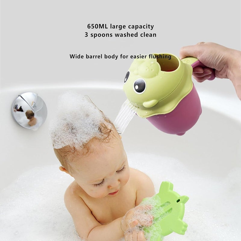 Baby Bath Rinse Cup 22.9oz Cute Animal Waterfall Rinser for Newborn Hair Washing Flow Control Shower Tool Infant Bathing Accessory Pink - Image 2
