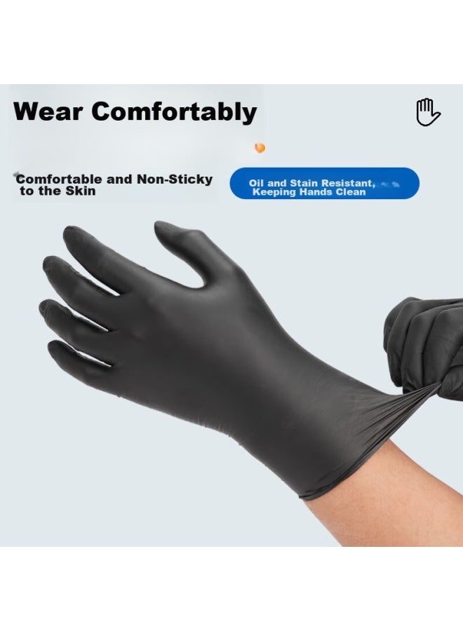 Intco Disposable Gloves, Nitrile Gloves, Large Size, 100 Pieces, Black, Thickened, Durable, Protective Rubber Gloves, Dishwashing Gloves - Image 2