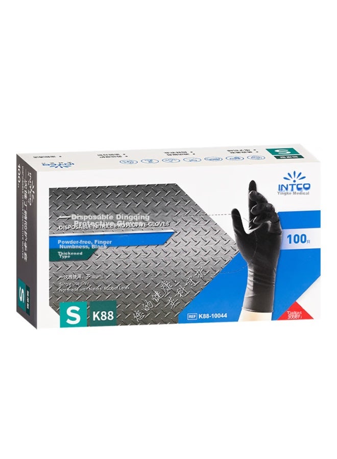 Intco Disposable Gloves, Nitrile Gloves, Large Size, 100 Pieces, Black, Thickened, Durable, Protective Rubber Gloves, Dishwashing Gloves - Image 3