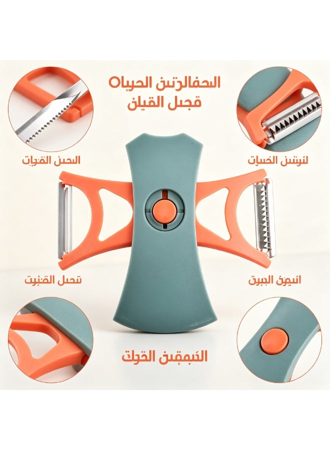 مقشرة دوارة ثنائية الوظائف، لتقشير الفاكهة والخضروات وتقطيعها لشرائح رفيعة - Image 4