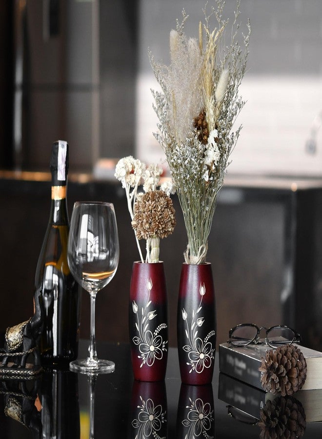 AeraVida Bold and Vibrant Flower Garden Red Mango Tree Wood Flower Vase | Hand-Carved Decorative Wooden Vase for Home or Office | Rustic Nature-Inspired (3 in (Diameter) x 6 in (Tall), 2, 2) - Image 3