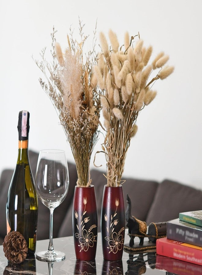 AeraVida Bold and Vibrant Flower Garden Red Mango Tree Wood Flower Vase | Hand-Carved Decorative Wooden Vase for Home or Office | Rustic Nature-Inspired (3 in (Diameter) x 6 in (Tall), 2, 2) - Image 4