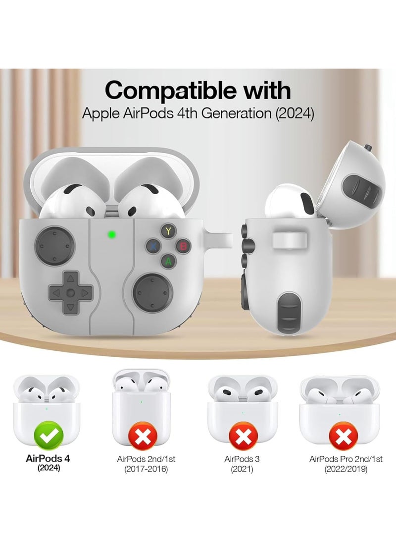 GUDOO - Case for AirPods 4 Case Cover with Keychain,Classic Handheld Game Console Design Shockproof Protective Skin Cover - Image 1