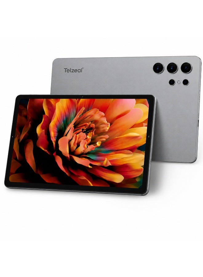 Telzeal P202 Tablet – Grey (12GB RAM, 512GB ROM), 11” HD Display, 10000mAh Battery, 20MP Rear Camera, Dual SIM, Android 15, Keyboard & Mouse Included - Image 1