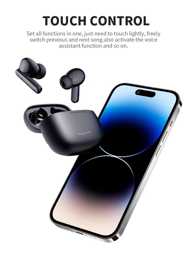 havit - Wireless BT Headset，Multi-function Wireless Earbuds，Bluetooth Headset with 10mm Drivers For Home, Office, Self-driving Travel，Standard White - Image 1