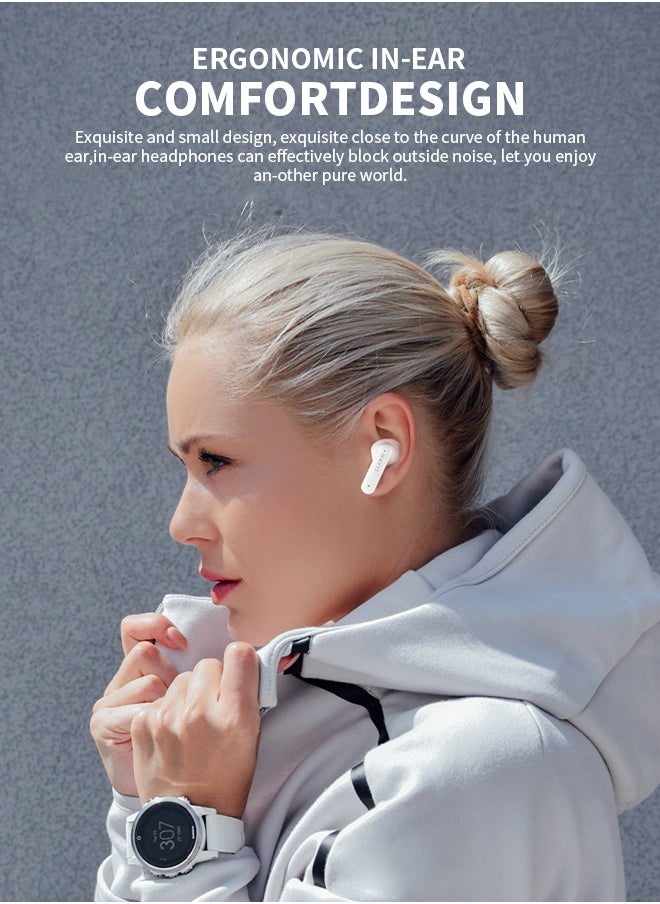 havit - Wireless BT Headset，Multi-function Wireless Earbuds，Bluetooth Headset with 10mm Drivers For Home, Office, Self-driving Travel，Standard White - Image 1