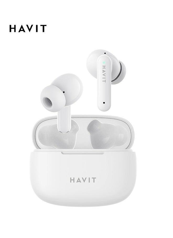 havit - Wireless BT Headset，Multi-function Wireless Earbuds，Bluetooth Headset with 10mm Drivers For Home, Office, Self-driving Travel，Standard White - Image 1