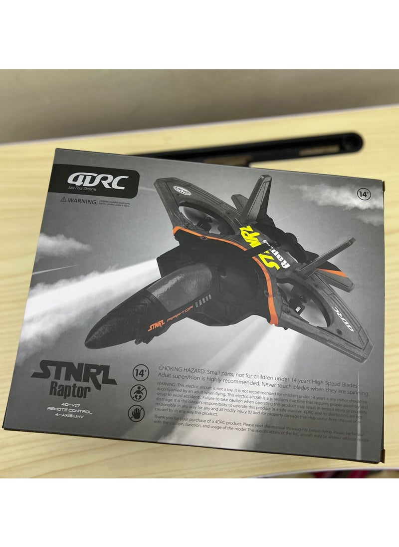 OVYA - V17 Jet Fighter Stunt RC Airplane Toys Ready To Fly 2.4GHz 6CH EPP Drone Remote Control Helicopter Toy 4 Motor Helicopters Adult Plane with Function Gravity Sensing Stunt Roll Cool Light With 2 Battery - Image 1
