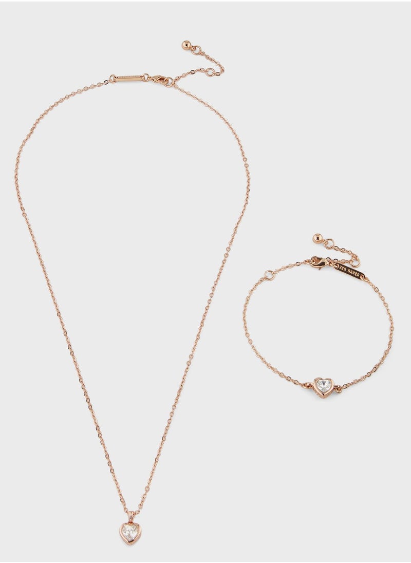Ted Baker Hannett Crystal Heart Pendant & Bracelet Gift Set  - Image 1