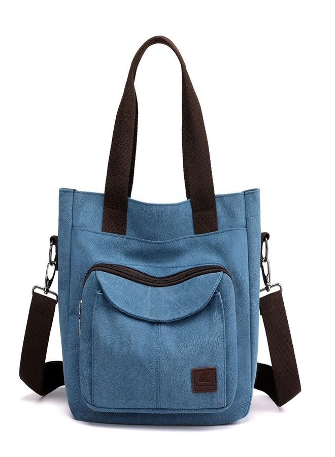 KARRESLY Women's Casual Hobo Shoulder Bag Large Capacity Canvas Tote Purse Daily Messenger Bag Work Shopper Handbag Purse(Z-Blue) - Image 1