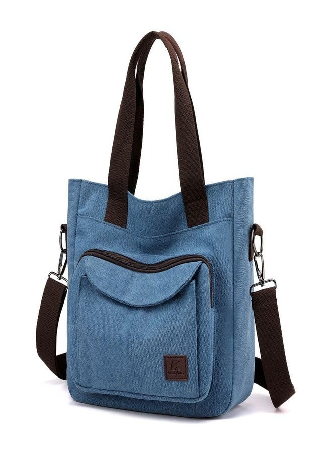 KARRESLY Women's Casual Hobo Shoulder Bag Large Capacity Canvas Tote Purse Daily Messenger Bag Work Shopper Handbag Purse(Z-Blue) - Image 4