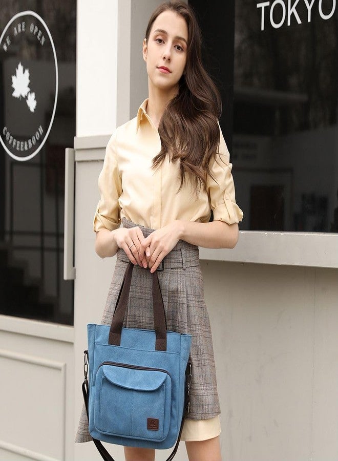 KARRESLY Women's Casual Hobo Shoulder Bag Large Capacity Canvas Tote Purse Daily Messenger Bag Work Shopper Handbag Purse(Z-Blue) - Image 3