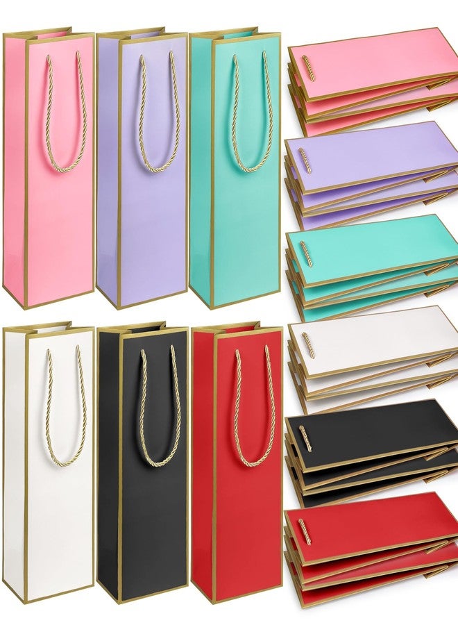 KEEPARTY 18 PCS Wine Gift Bag 5 "x 4" x 13 "Loose Wine Bottle Gift Bag Paper Gift Bag with Handle and Gold Foil Print for Wedding Party Anniversaries - Image 1