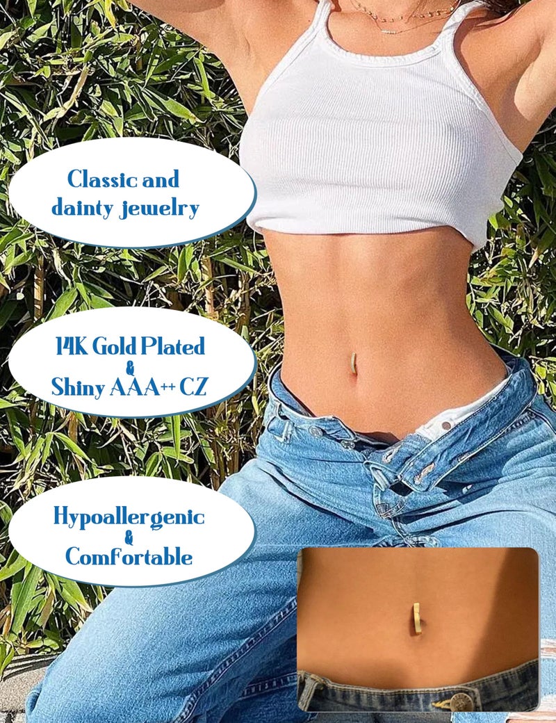 JeryWe Hypoallergenic Belly Button Ring Surgical Stainless Steel Dainty Dangle Navel Piercing Jewelry CZ Bow Heart Ball Pearl Clicker Piercings for Women 1 - Image 5