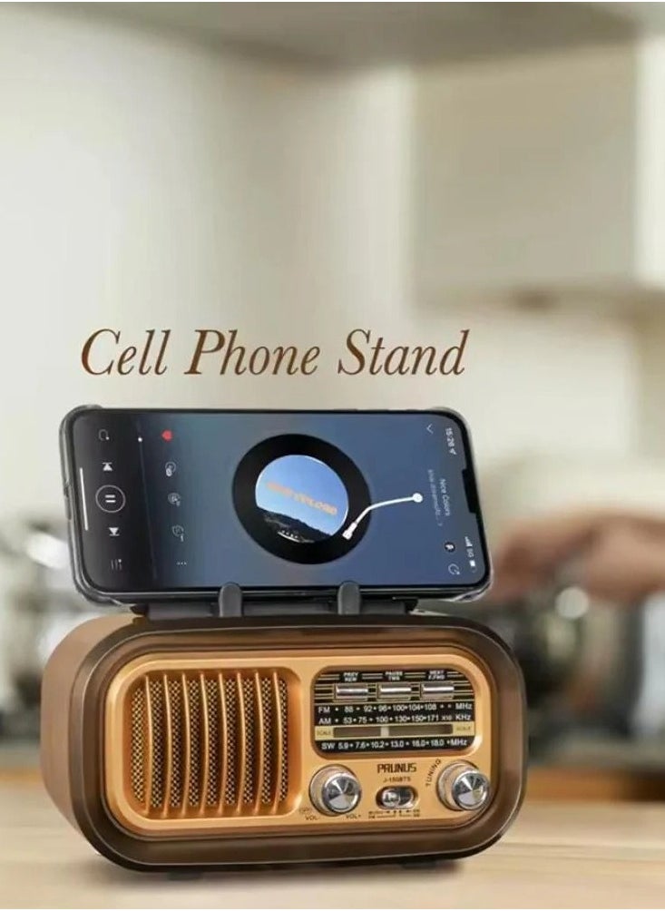 Denx - Rechargeable Radio, Portable Radio AM FM Transistor with Best Sound, Solar/Battery Operated Radio, Support TF Card/USB Playing - Image 1