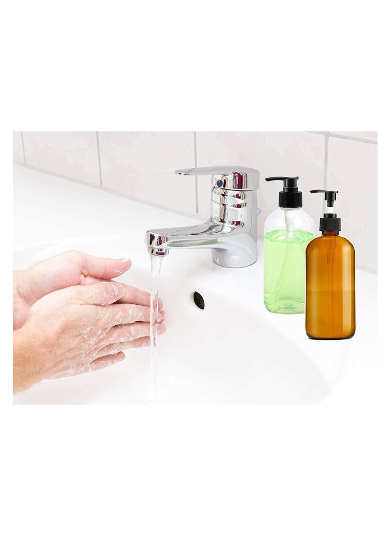 Luvs - Empty Amber Plastic Pump Bottles Soap Dispenser Durable Refillable Containers for Liquid Soap Shampoo oils- 300ml Pack of 6 - Image 1