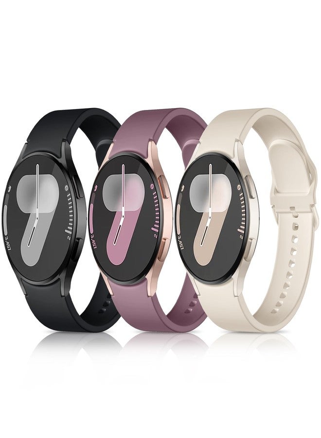 Charlam 3 Pack No Gap Bands Compatible with Samsung Galaxy Watch 7 Band, Galaxy Watch 6 Band, 5 4 FE, Galaxy Watch 6/4 Classic/5 Pro Strap, 20mm Soft Silicone Sport Strap for Samsung Watch Bands Women - Image 1