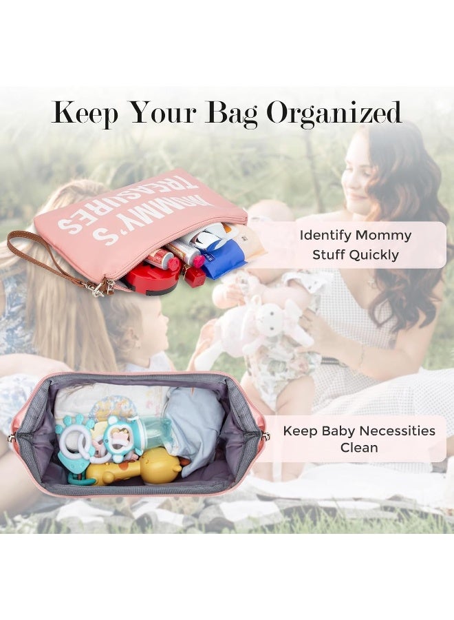 printe Mommy Diaper Bag Tote for Girls with 2 Organizer Pouches, Large Capacity Mom's Bag for Hospital and Weekender Travel, Pink - Image 4