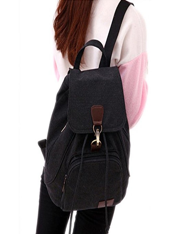 WITERY Backpack Purse for Women- Casual Daypack Small Canvas Backpack with Flap Drawstring, Ladies Multi-Pocket College Bookbag Shoulder Bag Travel Bag for Work Daily Trip - Image 4