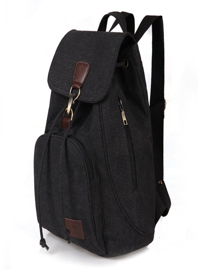 WITERY Backpack Purse for Women- Casual Daypack Small Canvas Backpack with Flap Drawstring, Ladies Multi-Pocket College Bookbag Shoulder Bag Travel Bag for Work Daily Trip - Image 1
