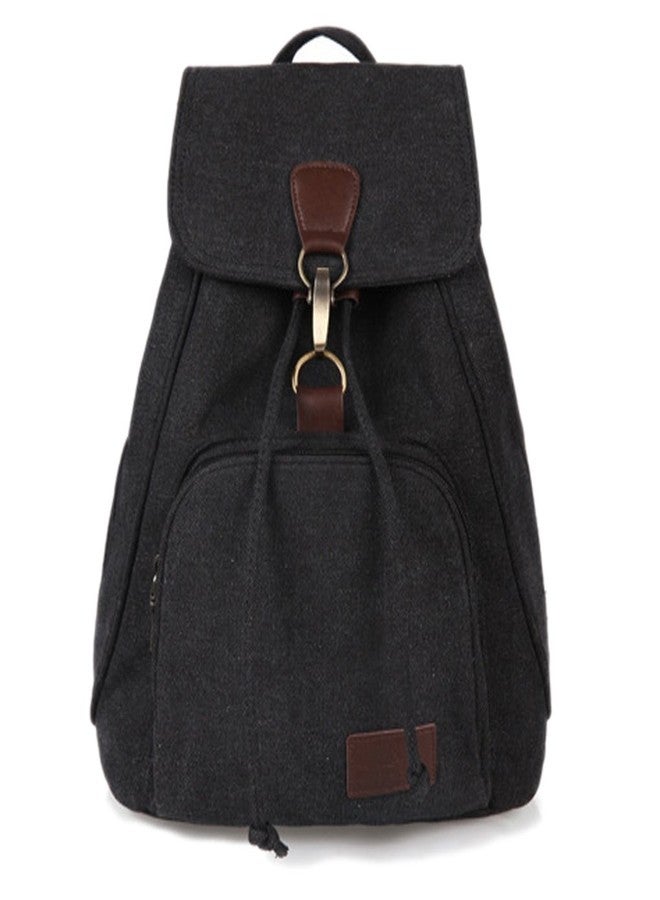 WITERY Backpack Purse for Women- Casual Daypack Small Canvas Backpack with Flap Drawstring, Ladies Multi-Pocket College Bookbag Shoulder Bag Travel Bag for Work Daily Trip - Image 3
