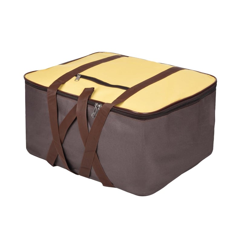 Kuber Industries UnderBed Storage Bags for Clothes Winter Wrap up Storage Cover for Bedding Blanket Bedsheet Organizer Yellow Brown - Image 1