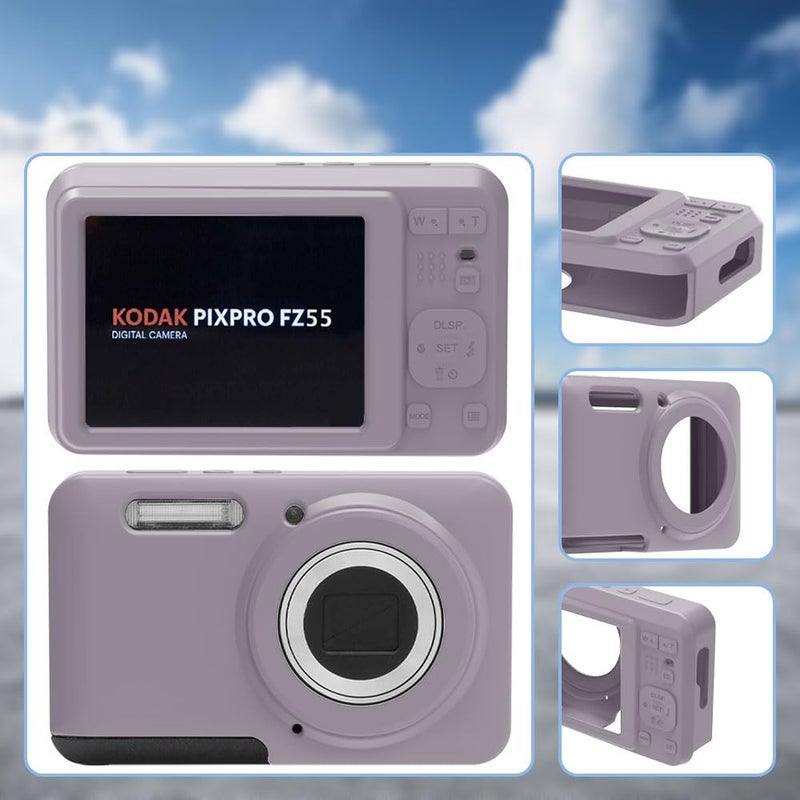 Tedubax Case for Kodak PIXPRO FZ55,FZ55 accessories,Soft Silicone Protective Case,Comes with 2 Screen Protectors and 1 Wrist Strap - Rose grey - Image 2