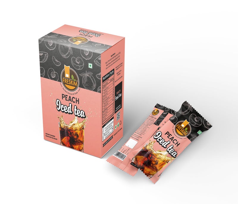 FRESKIM Peach Ice Tea Premix I Peach Ice Tea Sachet I Just Added Chilled Water I 10 Nos. I 300 GM (30gm*10 sachet) - Image 1
