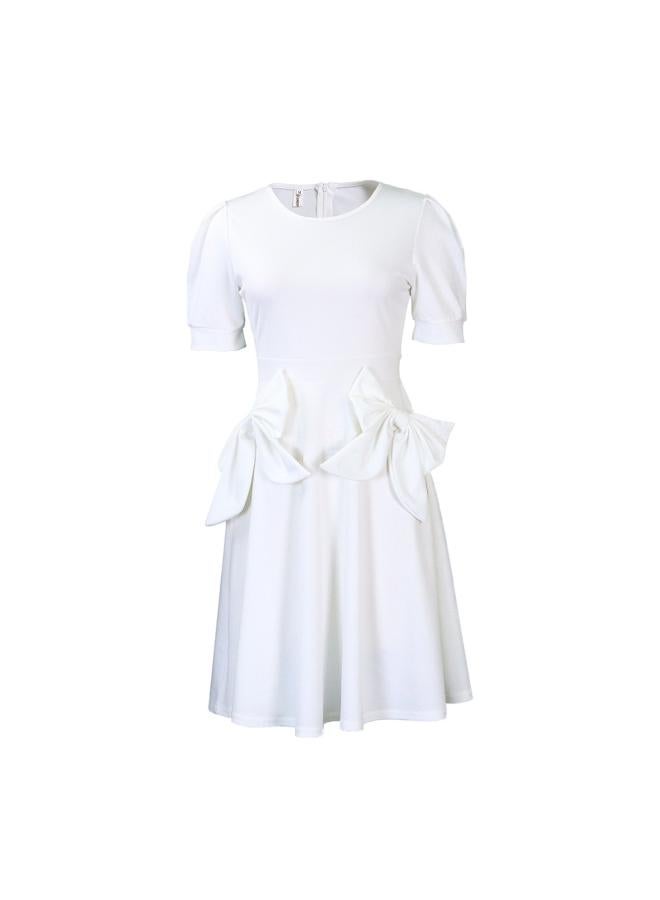 D336 European And American Large Size Women's Clothing Summer New Fashion Elegant Solid Color Short Sleeve N Dress