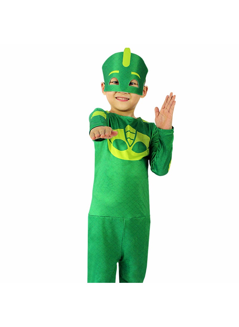 Generic - Kids Superhero Pajama Cosplay Onesie for Halloween Green - Image 1