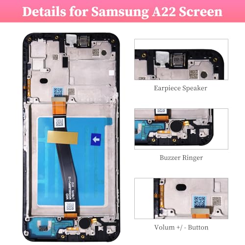 FOOBONG for Samsung Galaxy A22 5G Screen Replacement with Frame with Ear Speaker Side Volume Button Vibration Motor A226B A226BR Touch Display Incell LCD Digitizer with Repair Kits - Image 2