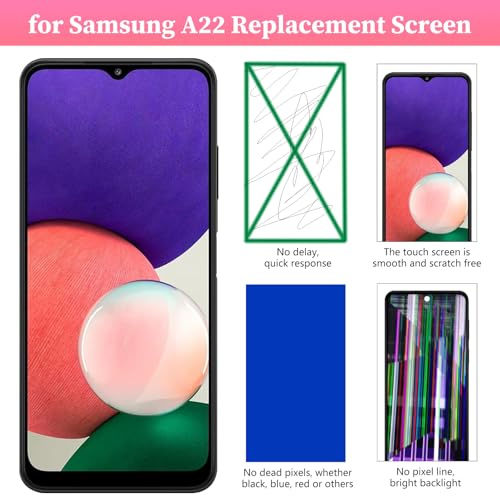 FOOBONG for Samsung Galaxy A22 5G Screen Replacement with Frame with Ear Speaker Side Volume Button Vibration Motor A226B A226BR Touch Display Incell LCD Digitizer with Repair Kits - Image 3