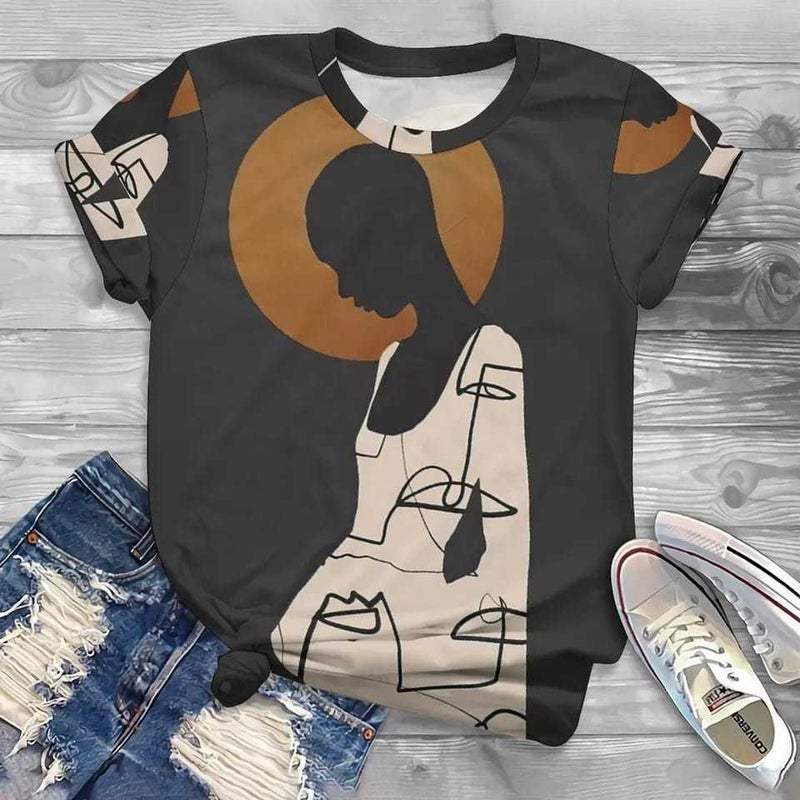 Fm 2023 Women'S Summer T-Shirt Women Loose Round Neck 3D Animal Print Short Sleeve T-Shirt Women - Image 4