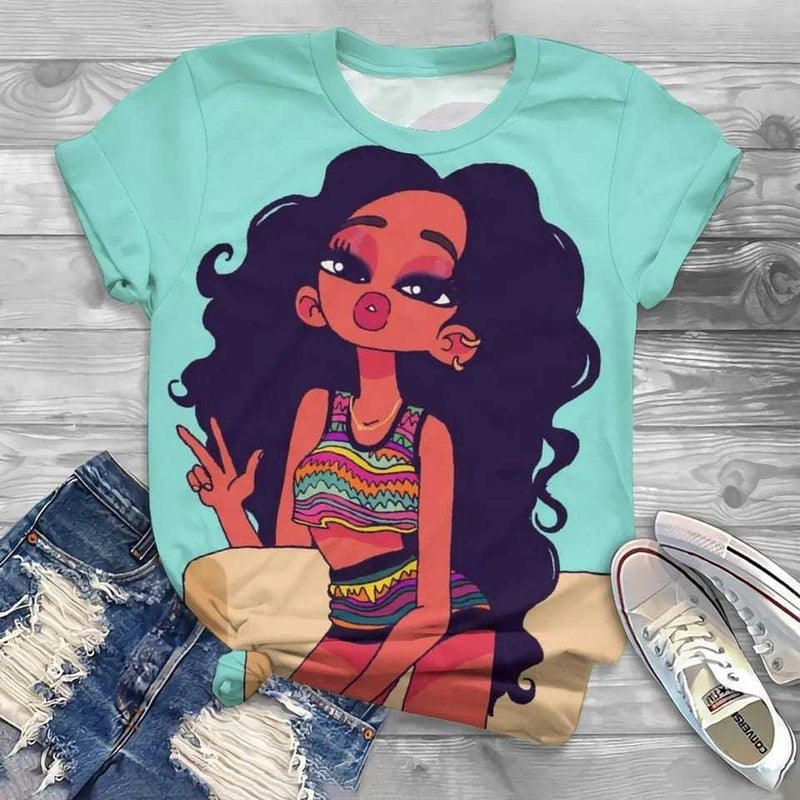 Fm 2023 Women'S Summer T-Shirt Women Loose Round Neck 3D Animal Print Short Sleeve T-Shirt Women - Image 5