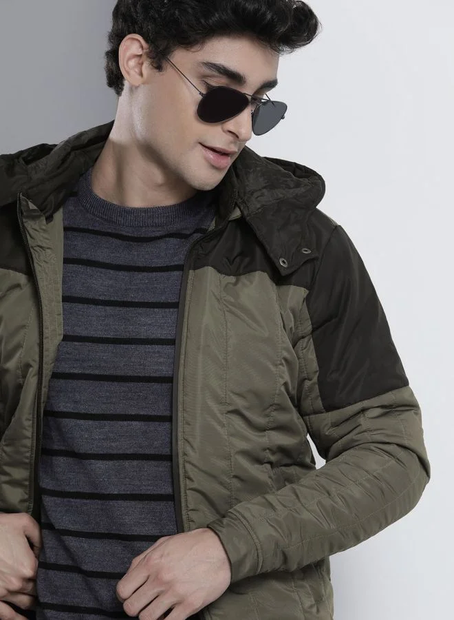 ذا انديان كراج كو The Indian Garage Co Men Slim Fit Solid High Neck Long Sleeves Jacket