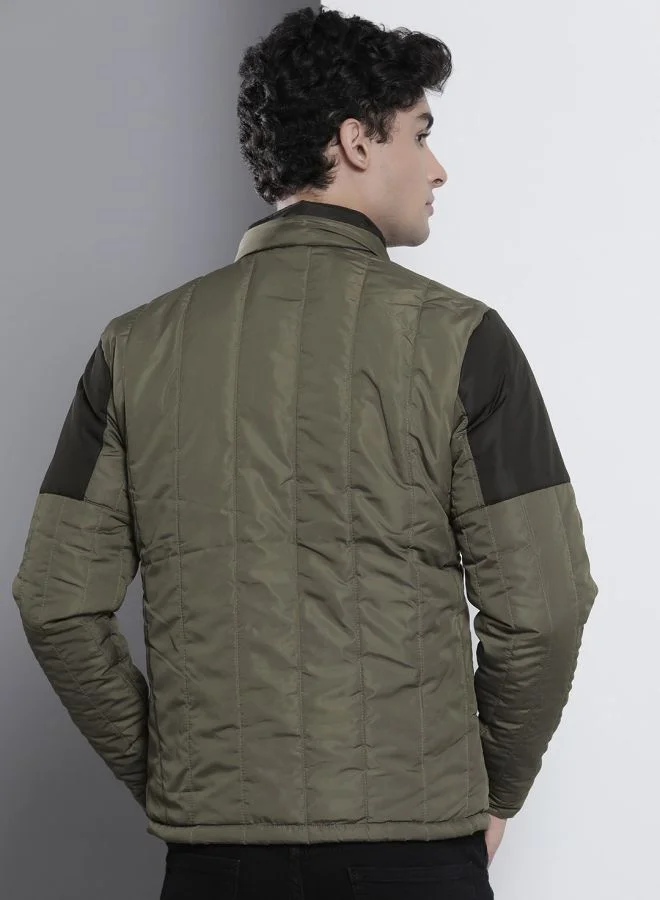 ذا انديان كراج كو The Indian Garage Co Men Slim Fit Solid High Neck Long Sleeves Jacket