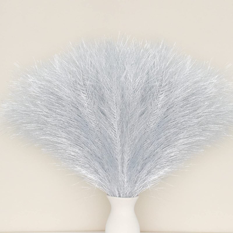 Faux Pampas Grass Boho Decor Pusuny 5PCS 18 Silver Artificial Pompas for Farmhouse Home Office Wedding Party Decoration 9 Fluffy Branches  Each Stem Pampas as Vase Filler Silver