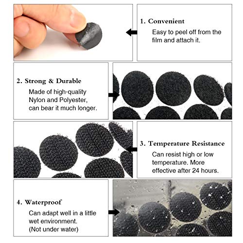 Royalkart®200 Pcs Self Adhesive Black Hook and Loop Round Dots 18mm (3/4 inch), Waterproof Sticky Glue Fastener Suitable for School Classroom, Office, Home (Sticky Back Coins) - Image 4
