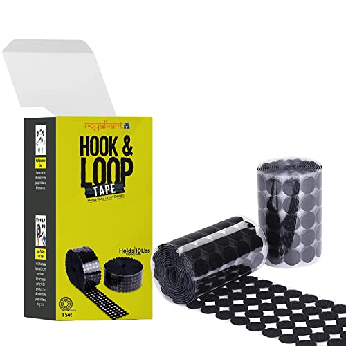 Royalkart®200 Pcs Self Adhesive Black Hook and Loop Round Dots 18mm (3/4 inch), Waterproof Sticky Glue Fastener Suitable for School Classroom, Office, Home (Sticky Back Coins) - Image 1
