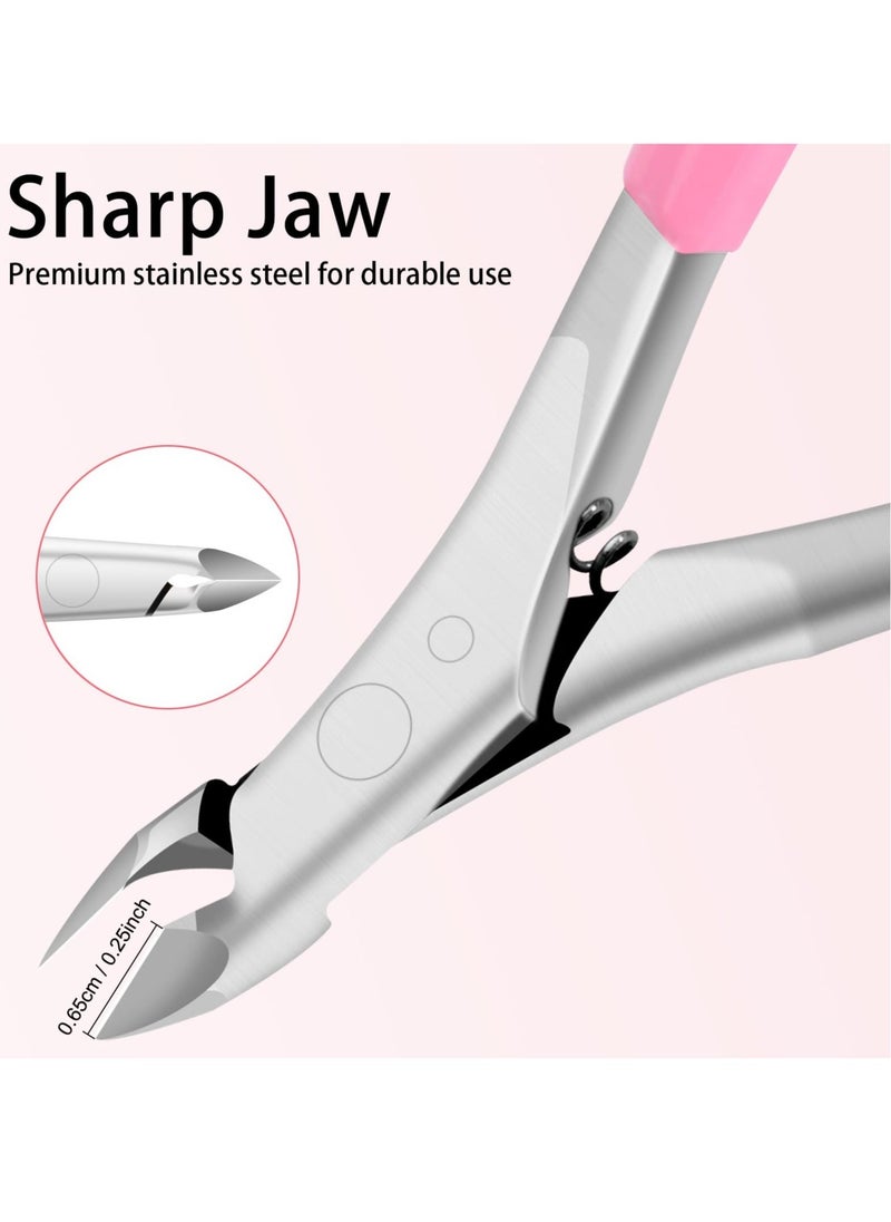 Generic Cuticle Trimmer, Professional Cuticle Nippers with Anti-Slip Silicon Handle, Spring Action Cuticle Cutter, Suitable for Expert Manicures, Precision Cuticle Cutters Premium Cuticle Tool (Pink)  - Image 2