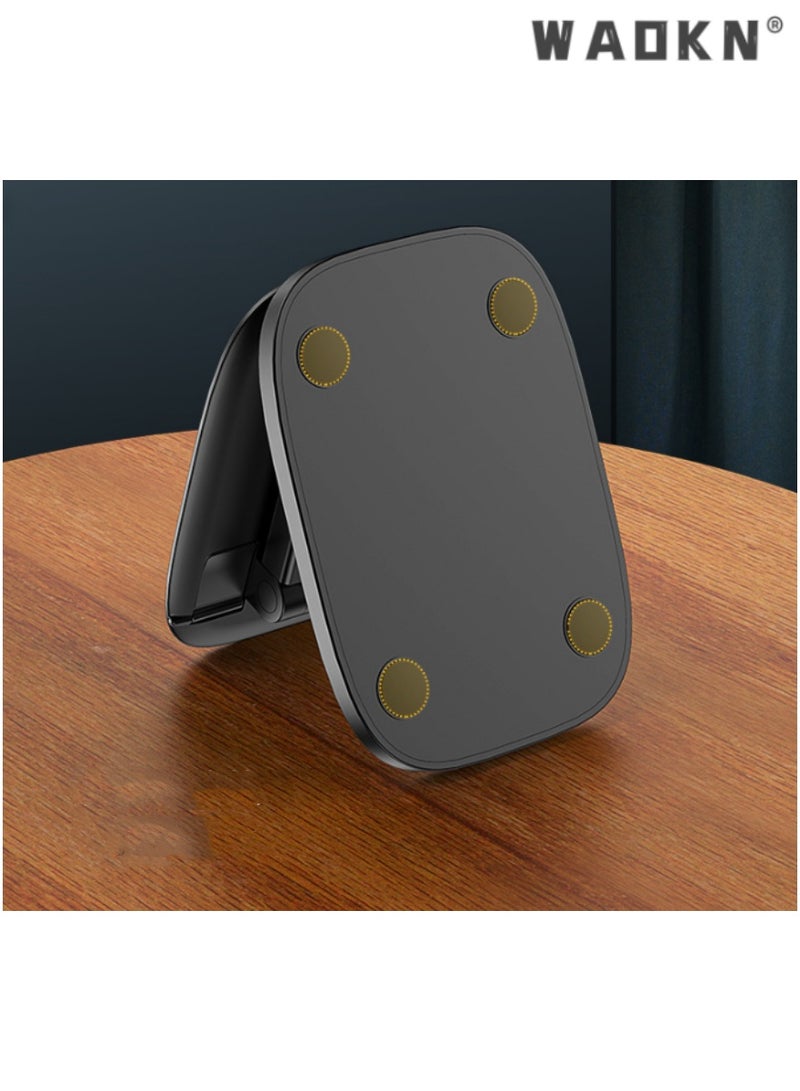 Rotating Foldable Phone Stand, Universal Desktop Holder with 360°/ Dual-Axis Adjustment, Compact and Portable Design,Enhances Viewing Experience, Home and Office Use, Easy to Store,Black