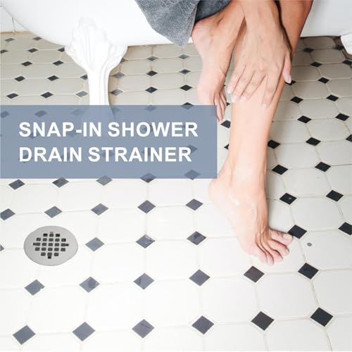 HIDROP Brushed Nickel Snap-in Shower Floor Drain Cover,Hidrop 4-1/4" OD Round Shower Strainer Grid, Easy-to-Install Replacement Cover Stainless Steel - Image 2