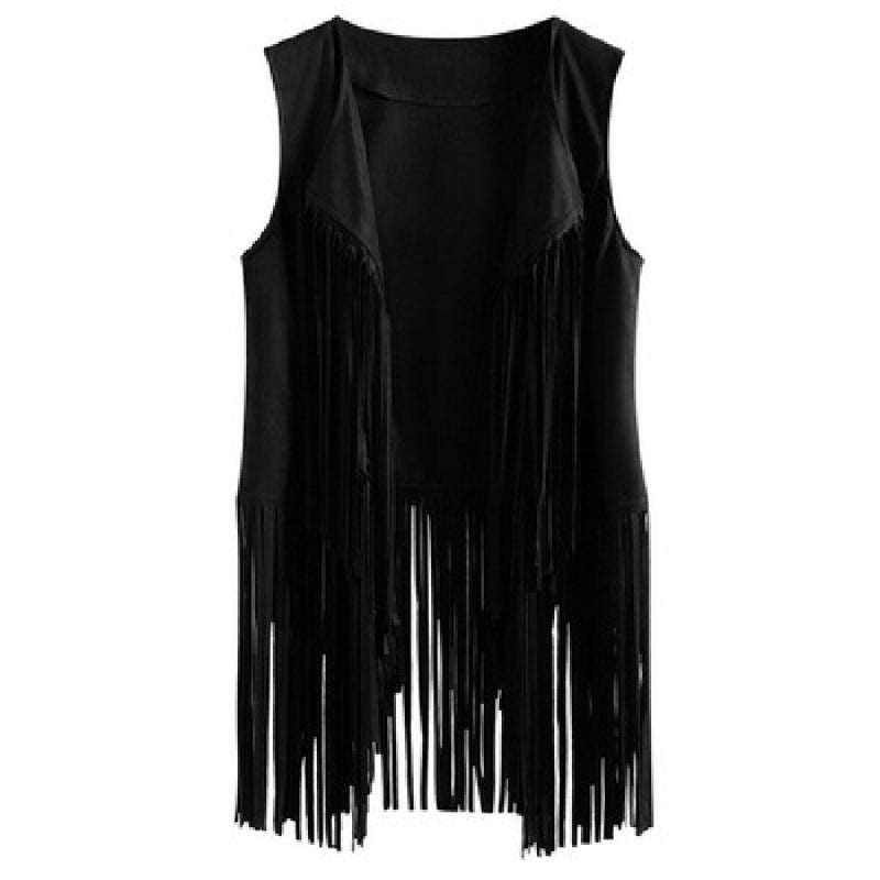 2022 Fashionable European Style Spring Summer Womens Fringed Slimming Vest No Sleeves Trendy Slim Fit Coat From China Black  - Image 1