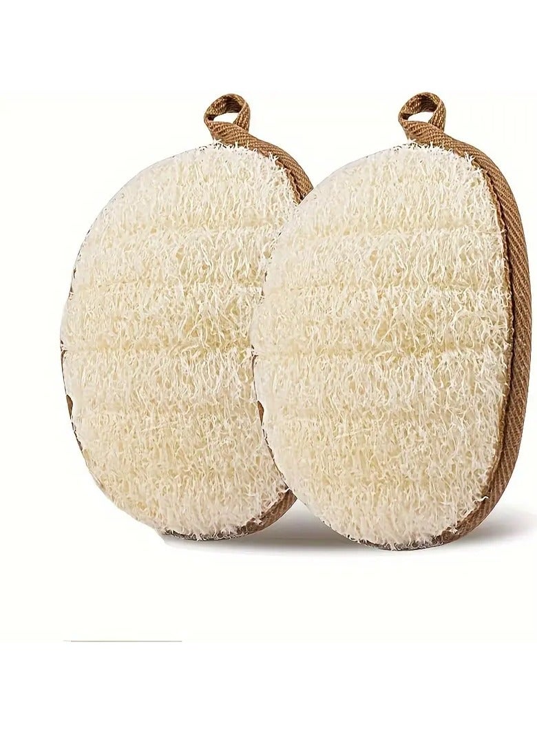 Ucanbe 2pcs Natural Exfoliating Loofah Pad Sponge - Handheld Body Scrubber, Gentle Skin Cleanser for Deep Exfoliation - Image 1