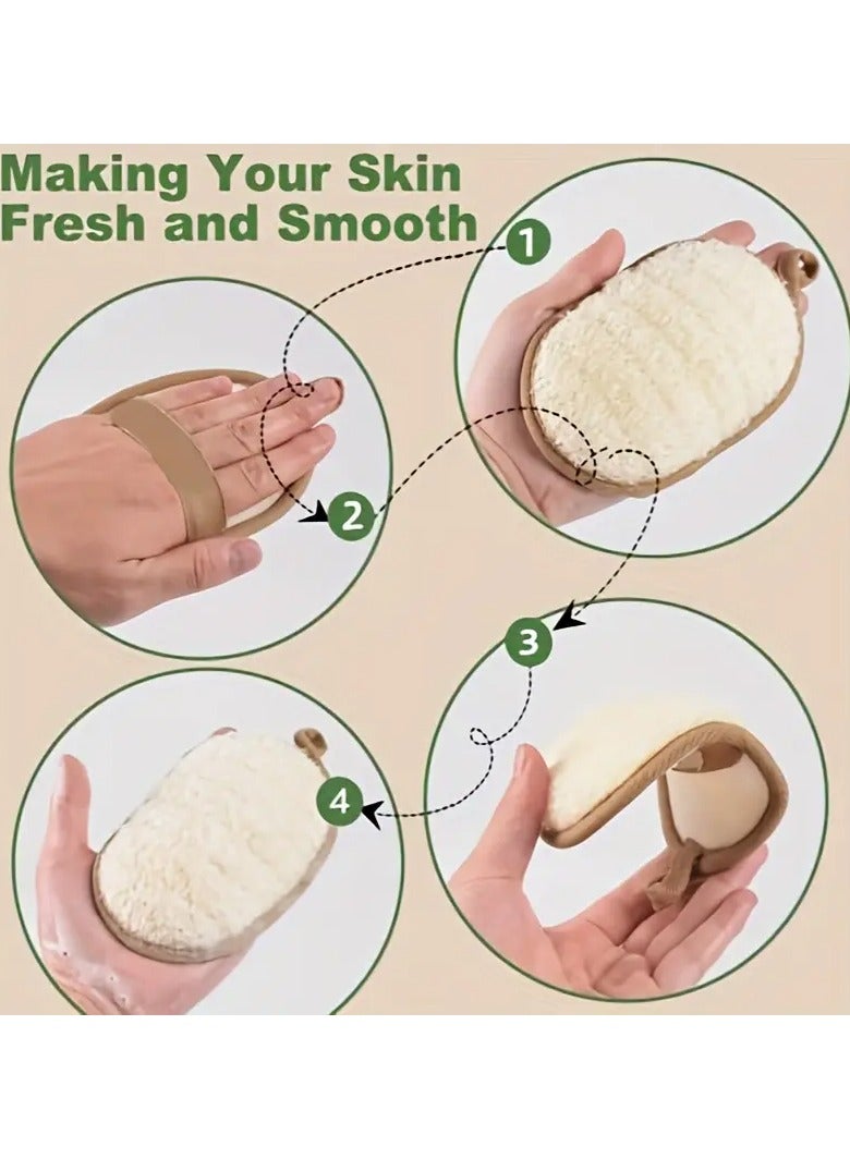 Ucanbe 2pcs Natural Exfoliating Loofah Pad Sponge - Handheld Body Scrubber, Gentle Skin Cleanser for Deep Exfoliation - Image 2