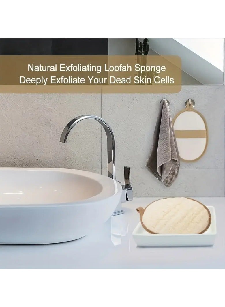 Ucanbe 2pcs Natural Exfoliating Loofah Pad Sponge - Handheld Body Scrubber, Gentle Skin Cleanser for Deep Exfoliation - Image 3
