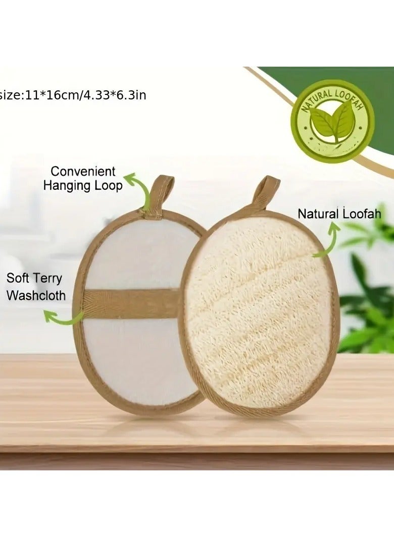 Ucanbe 2pcs Natural Exfoliating Loofah Pad Sponge - Handheld Body Scrubber, Gentle Skin Cleanser for Deep Exfoliation - Image 4
