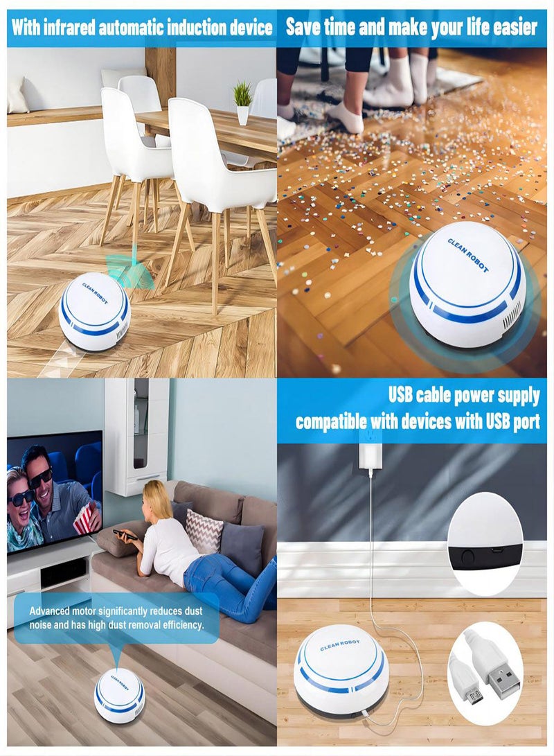 SYOSI Robot Vacuum Cleaner, Smart Automatic Floor Robot, Slim Light Design Household USB Rechargeable, for Clean Carpet, Hardwood Floor, and Pet Hair, Mini Automatic Induction Vacuum - Image 4